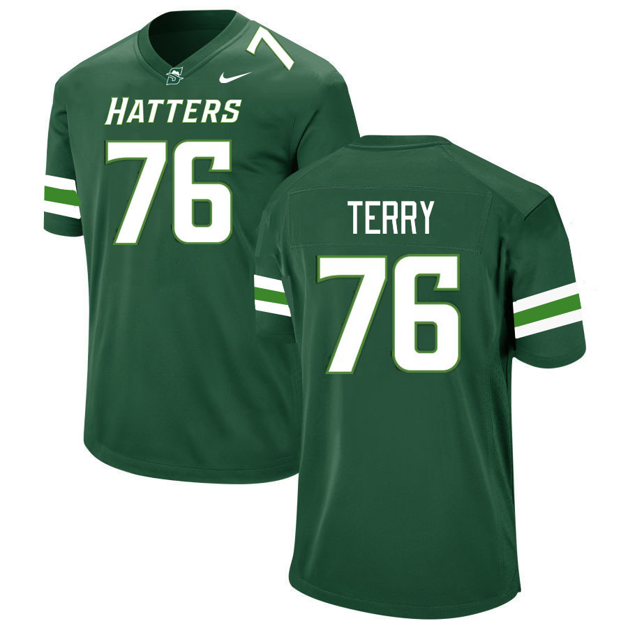 Men-Youth #76 Michael Terry Stetson Hatters 2023 College Football Jerseys Stitched-Green